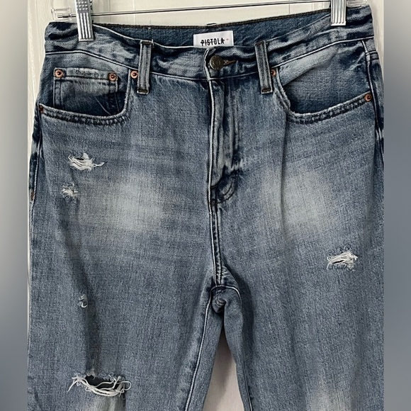 Pistola Charlie High Rise Classic Straight Ankle Jeans Distressed Size 28 - Picture 5 of 15